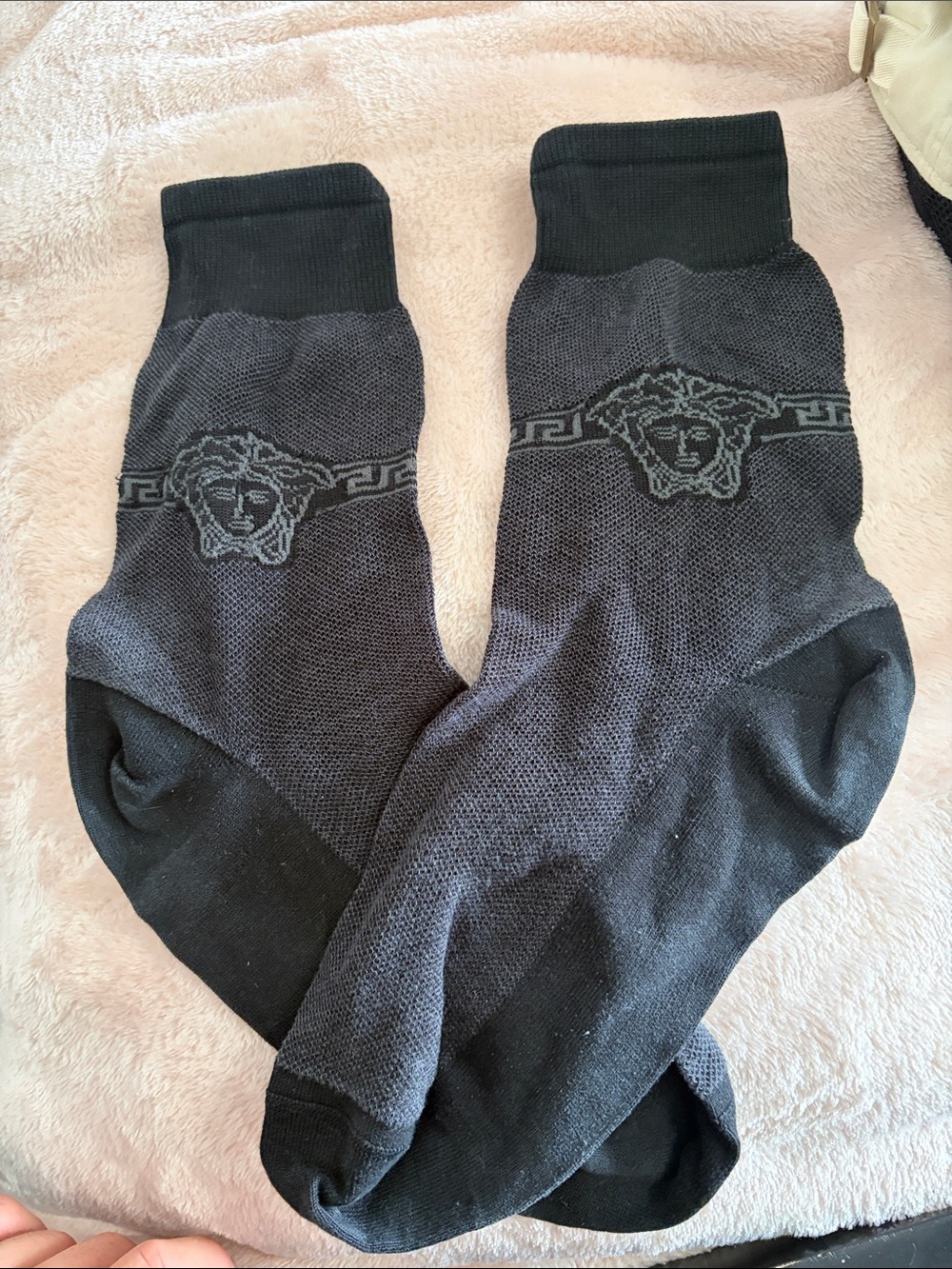 Versace Black & Charcoal Medusa Logo Dress Socks
